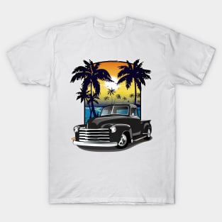 1948 Black Chevy Pickup Truck California Beachin T-Shirt